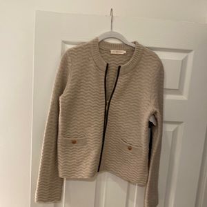 Tory Burch wool cardigan with Leather detail